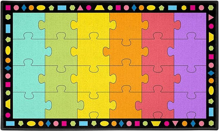 Booooom Jackson Large Classroom Rug Colorful Puzzle Classroom Carpet 7'5"x13'Area Rug with Non-Slip Backing School Classroom Seating Carpet Elementary(PzLaB-4023) - LeafyLoom