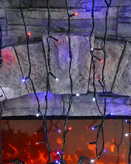 Dazzle Bright 2 Pack Red White and Blue Solar String Lights, 400LED 132FT Christmas Independence Day String Lights, Solar Powered with 8 Modes Waterproof for Outdoor Party Decorations DazzleBright