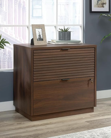 Sauder Englewood Lateral file, L: 30.87" x W: 19.29" x H: 29.25", Spiced Mahogany finish - LeafyLoom