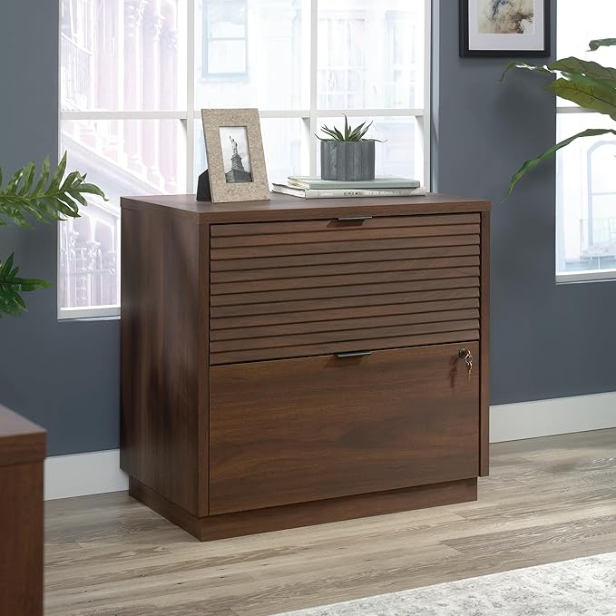 Sauder Englewood Lateral file, L: 30.87" x W: 19.29" x H: 29.25", Spiced Mahogany finish - LeafyLoom