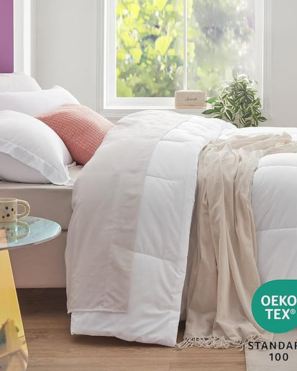 Bedsure White Twin Comforter Set - 5 Pieces Solid Twin Bed in a Bag, Twin Bed Set White with Comforters, Sheets, Pillowcase & Sham - LeafyLoom