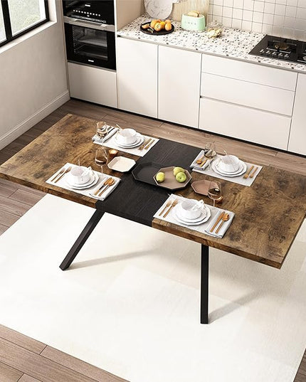 NicBex 78.74Inch Rectangular Stretch Dining Table,Modern Kitchen Table with Wooden Tabletop and Black Fine Sanded Iron Leg for 6 to 8,Large Dining Room Table for Kitchen,Dining Living Room,Brown - LeafyLoom