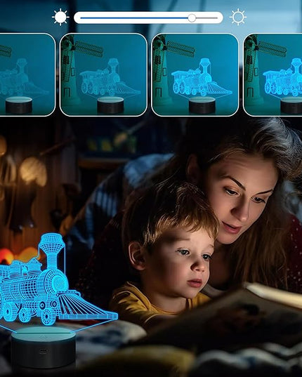Attivolife Train 3D Gifts Lamp, Illusion Hologram Night Light with Remote Control 16 Color Changing, Kids Bedroom Decor Novelty Birthday Christmas Present for Train Model Collector Boy Men - LeafyLoom