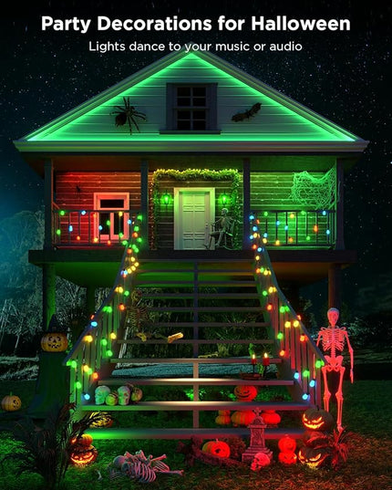 Govee Smart Outdoor String Lights H7020, RGBIC Warm White 48ft LED Bulbs for Halloween Decorations, Christmas, WiFi Patio Lights Work with Alexa, Google Assistant, APP Control, IP65 Waterproof Govee