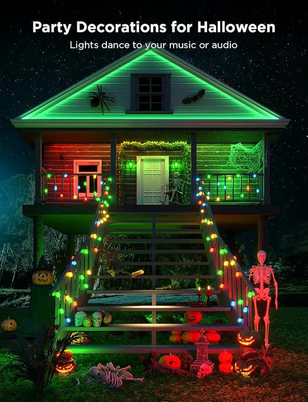Govee Smart Outdoor String Lights H7020, RGBIC Warm White 48ft LED Bulbs for Halloween Decorations, Christmas, WiFi Patio Lights Work with Alexa, Google Assistant, APP Control, IP65 Waterproof Govee