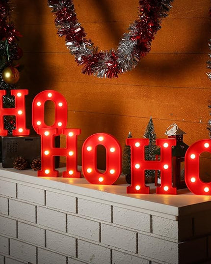 VIHOSE Christmas LED Letter Lights Sign Table Decoration Christmas Light up Letters Battery Powered Letter for Home Bar Christmas Party Bedroom Tabletop Decoration Gift(Ho Ho Ho) VIHOSE