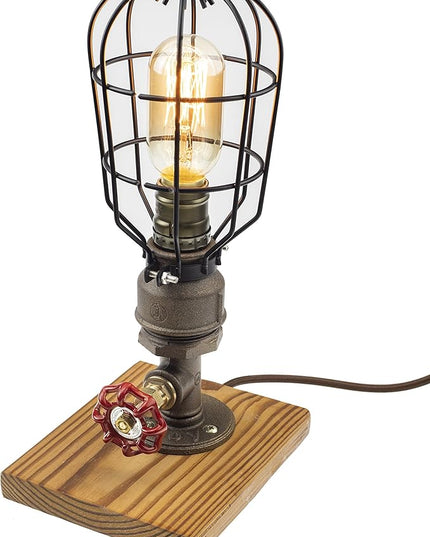 Loft Style Lamp, Solaire of Astora", Steam Punk Industrial, Bedside Night Lamp, Metal Body, Table Desk Light with Dimmer, LL-023 - LeafyLoom