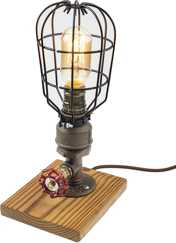 Loft Style Lamp, Solaire of Astora", Steam Punk Industrial, Bedside Night Lamp, Metal Body, Table Desk Light with Dimmer, LL-023 - LeafyLoom