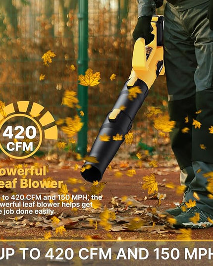 Leaf Blower, 21V Electric Cordless Leaf Blower, 2 X 2.0Ah Batteries and Charger Included, Lightweight Leaf Blower for Patio Cleaning, Lawn Care, Blowing Leaves and Dust, etc. - LeafyLoom