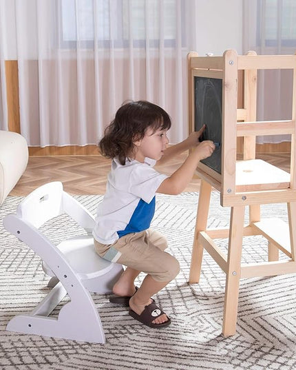 HOUCHCIS Toddler Chair, Wooden Toddler Chair for Kids, Adjustable Kids Chairs for Toddlers, Toddler Chairs and Small Chair, Kids Chair (White) - LeafyLoom
