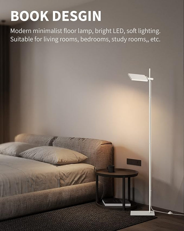 Modern Floor Lamp, 360 Degree Rotation Sky LED floor lamp Office Lighting, Bright LED Standing Pole Light, Tall lamps for Living Room,Bedroom,Reading,Study Room (White) - LeafyLoom