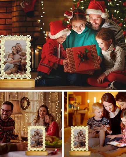 Attivolife Light up Wavy Photo Frame, 4x6 Inches Picture Frame Cute Night Light for Bedroom Aesthetic, Unique Birthday Christmas Gifts for Girl Lover Friends - LeafyLoom