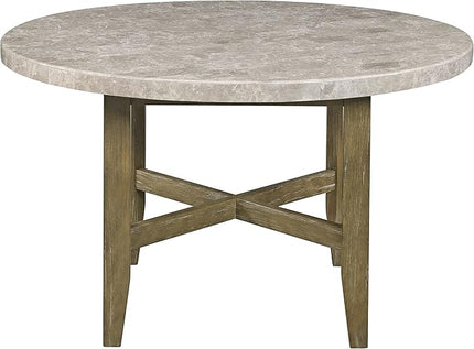 NicBex Dining Table Contemporary Kitchen Table Farmhouse Rustic Dining Table W/Marble Top Marble Top & Rustic Oak Finish for Small Place Round Dining Table, Easy Assembly, Rustic Oak - LeafyLoom
