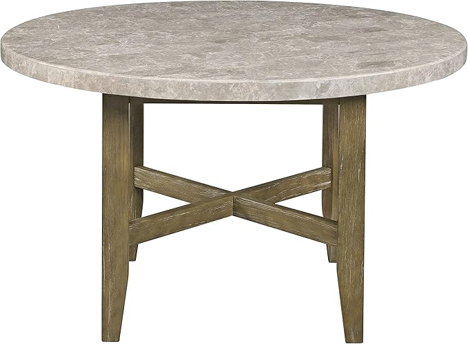 NicBex Dining Table Contemporary Kitchen Table Farmhouse Rustic Dining Table W/Marble Top Marble Top & Rustic Oak Finish for Small Place Round Dining Table, Easy Assembly, Rustic Oak - LeafyLoom