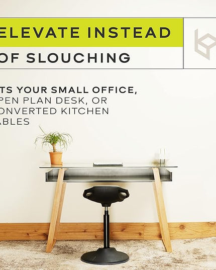 bonVIVO Standing Desk Chair - Ergonomic Chair for Tall Office Desks w/Back Support and Handles for Posture and Balance - Work from Home High Stool - Khaki - LeafyLoom