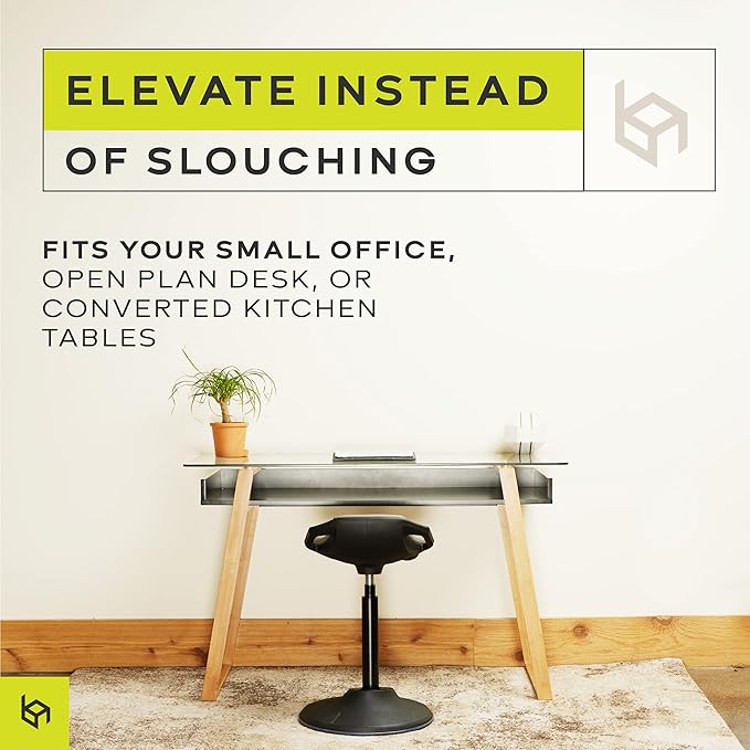bonVIVO Standing Desk Chair - Ergonomic Chair for Tall Office Desks w/Back Support and Handles for Posture and Balance - Work from Home High Stool - Khaki - LeafyLoom