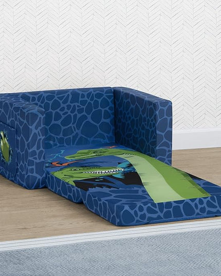 Delta Children Dinosaur Cozee Flip-Out Chair For Relaxing- 2-in-1 Convertible Lightweight,Portable Chair to Lounger for Toddlers & Kids - LeafyLoom