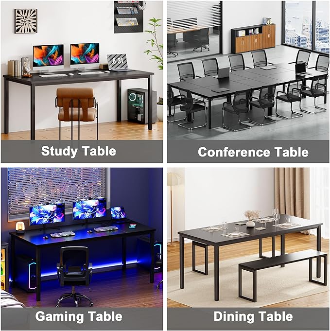 Need Large Computer Desk 70.8 x 31.5 inches Conference Table Large Office Desk Writing Table Workstation for Home Office,Black 10FJGSAC3-180BK-ND - LeafyLoom