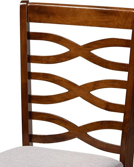 Baxton Studio Mila Modern and Contemporary Grey Fabric Upholstered and Walnut Brown Finished Wood 7-Piece Dining Set - LeafyLoom