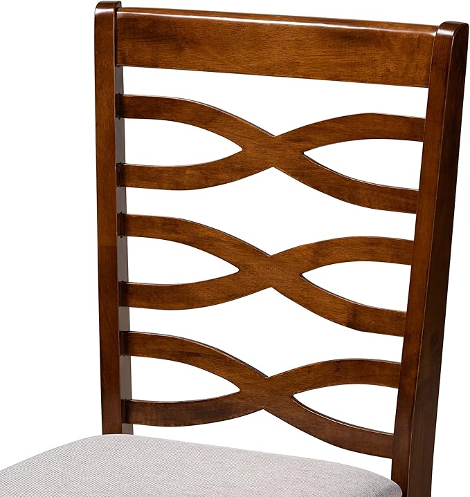 Baxton Studio Mila Modern and Contemporary Grey Fabric Upholstered and Walnut Brown Finished Wood 7-Piece Dining Set - LeafyLoom