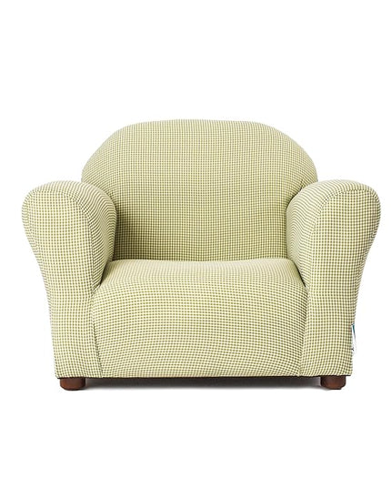 KEET Roundy Kid's Chair, Gingham Chair Only, Wood,Green - LeafyLoom