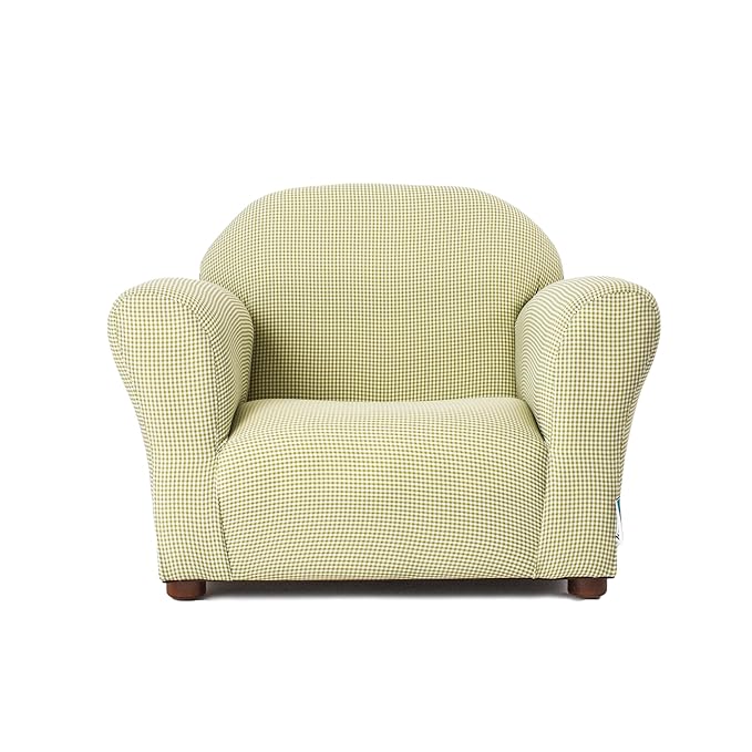 KEET Roundy Kid's Chair, Gingham Chair Only, Wood,Green - LeafyLoom
