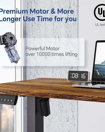 Standing Desk, Height Adjustable Desks with Powerful Motor and Cable Management,electric Sit Stand Desk with Hight Preset Design for Home Office Use 55x24 in Rustic Brown - LeafyLoom