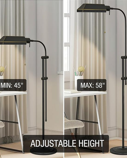 Kira Home Prescott 58" Modern Industrial Adjustable Standing Pharmacy Floor Lamp, Dark Bronze Finish, includes 6W LED Bulb (60W eq.) Energy Efficient, Eco-Friendly, Pivot Head for Hobby/Precise Task - LeafyLoom
