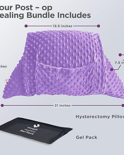 Zomaple Hysterectomy Pillow- Super Comfy Shock Absorbing Hysterectomy Recovery Pillow with 2 Pockets and Gel Pack- Tummy Pillow with Hands Placement Pouch - LeafyLoom