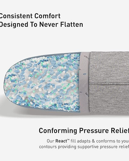 Bedgear Flow Cuddle Curve Pillow - Size 0.0 - Breathable Side Sleeper Pillow - Soft Bed Pillow - Hypoallergenic and Removable Cover - 20" W x 26" L x 4.75" H - LeafyLoom