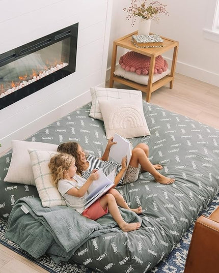 CordaRoy's Chenille Bean Bag Chair, Convertible Chair Folds from Bean Bag to Lounger, As Seen on Shark Tank, Navy - King Size - LeafyLoom