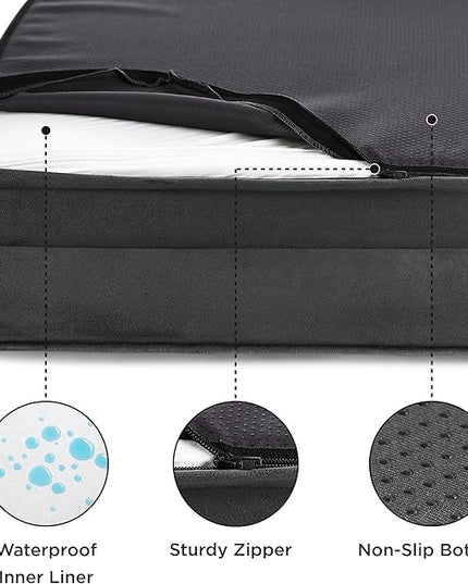 Bedsure Orthopedic Dog Bed for Large Dogs - Big Washable Dog Sofa Beds Large, Supportive Foam Pet Couch Bed with Removable Washable Cover, Waterproof Lining and Nonskid Bottom, Dark Grey BEDSURE