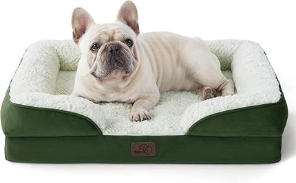 Bedsure Orthopedic Dog Bed for Medium Dogs - Calming Dog Sofa Beds Medium with Luxurious Short Plush Washable, Pet Couch Bed with Removable Washable Cover, Waterproof Lining and Nonskid Bottom, Green BEDSURE