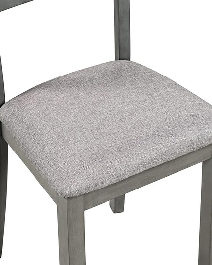 5 Piece Set Industrial Wooden Kitchen Table and 4 Chairs for Dining Room, Grey, Gray - LeafyLoom