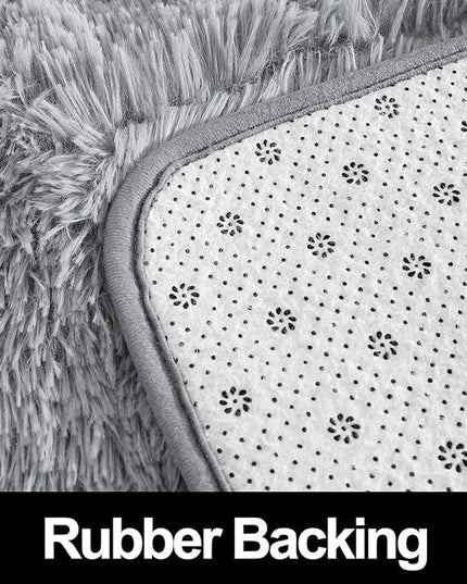 Super Soft Fluffy Shaggy Rugs 4x5.9 Feet for Living Room Bedroom, Fuzzy Plush Area Rugs for Girls Kids Room Nursery Home Decor, Furry Dorm Throw Rug Cute Non-Slip Indoor Floor Carpet, Grey - LeafyLoom