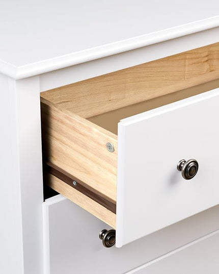 Prepac's Monterey 2 Drawer Nightstand: Elegant Bedroom Furniture, Bedside Table with Open Shelf, 23.25"W x 16"D x 28"H, White - WDC-2428 - LeafyLoom