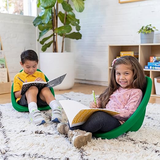 ECR4Kids Leaf Floor Seat, Rocker Chair, Green, 6-Piece - LeafyLoom