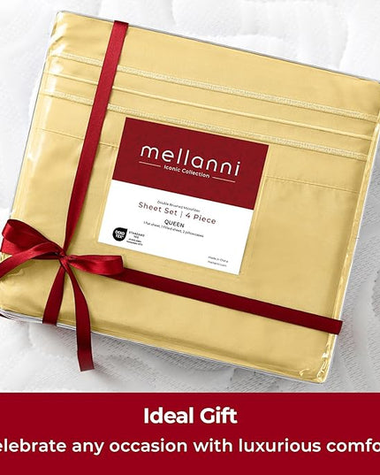 Mellanni Twin Sheets Set - 3 PC Iconic Collection Bedding Sheets & Pillowcases - Hotel Luxury, Extra Soft, Cooling Bed Sheets - Deep Pocket up to 16 inch (Twin, Yellow) - LeafyLoom