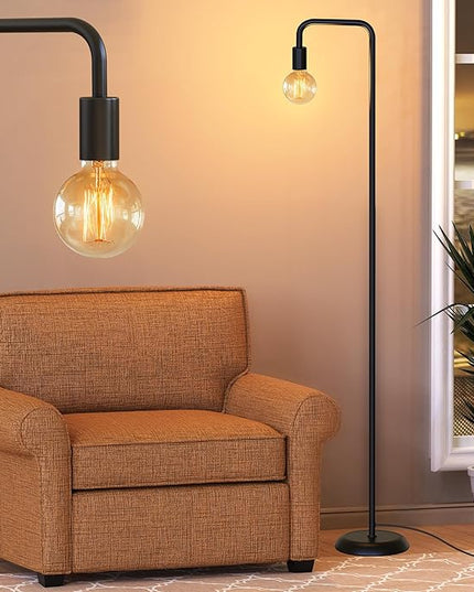QiMH Industrial Floor Lamp for Living Room, Farmhouse Metal Standing Lamps, Modern Tall Lamp for Bedroom Home Decor(E26 Socket, Foot Switch) - LeafyLoom