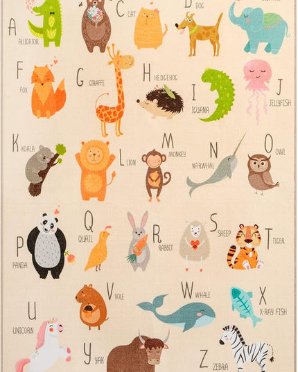 Booooom Jackson ABC Kids Classroom Rugs - 5'x6'6" Educational Numbers and Animal Carpet for Preschool, Classroom, and Kid's Room Safety and Learning - Alphabet Rug for Boys and Girls - LeafyLoom