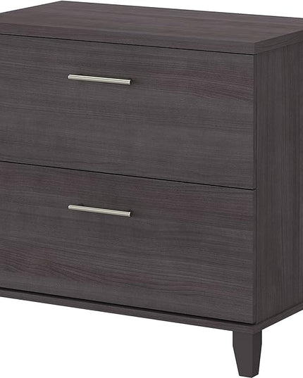 Bush Furniture Somerset 2 Drawer Lateral File Cabinet in Storm Gray - LeafyLoom