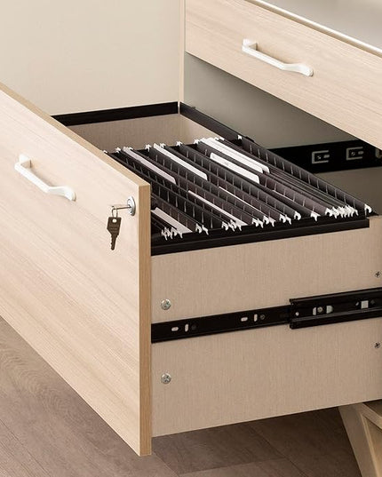 South Shore Helsy 2-Drawer File Cabinet, Lateral, Soft Elm and White - LeafyLoom