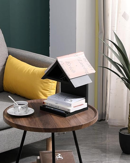 Wall Mounted Wood Bookcase, Small Bedside Bookshelf, Wooden Triangle Nightstand Book Rest,Gift for Book Lover Stand (Black) - LeafyLoom