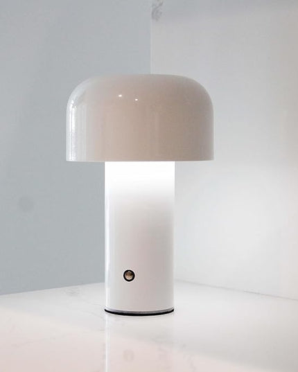 Monospace Mushroom Lamp | Minimalist Lamp (White) | Modern Metal Table Lamp | LED Bedside Lamp | 3 Color Settings - LeafyLoom