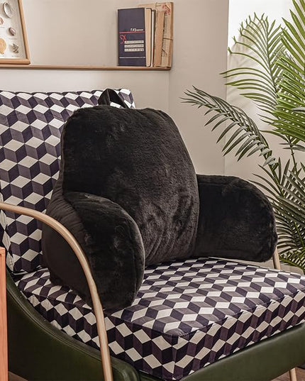 Aimuan Reading Pillow Bed Rest Wedge Large Adult Backrest Pillow with Arms Back Support for Sitting Up in Bed Cushion Incline Rest Sleeping Snoring Pillow, Black Large - LeafyLoom