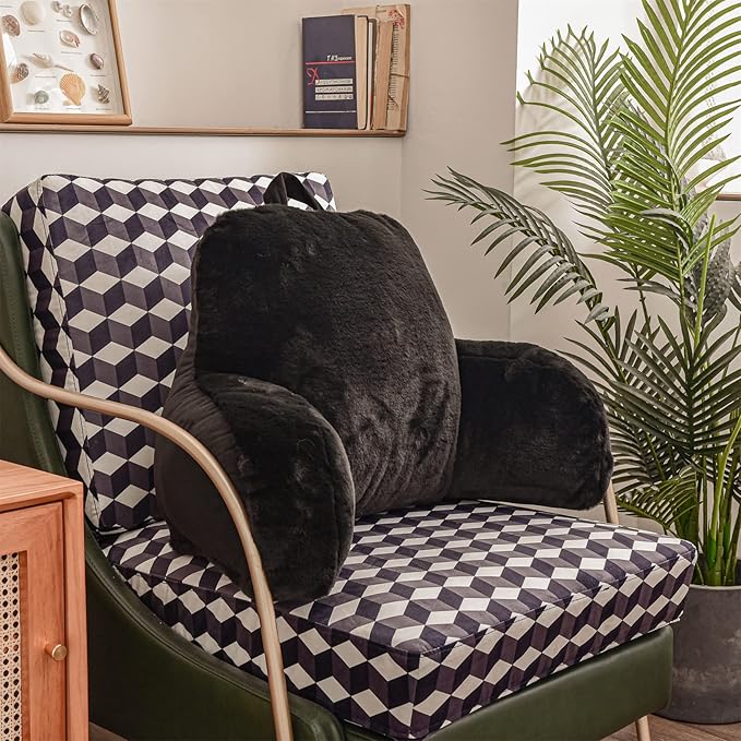 Aimuan Reading Pillow Bed Rest Wedge Large Adult Backrest Pillow with Arms Back Support for Sitting Up in Bed Cushion Incline Rest Sleeping Snoring Pillow, Black Large - LeafyLoom