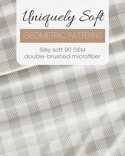 Linen Market 4 Piece Queen Bedding Sheet Set (Light Gray Plaid) - Sleep Better Than Ever with These Ultra-Soft & Cooling Bed Sheets for Your Queen Size Bed - Deep Pocket Fits 16" Mattress - LeafyLoom