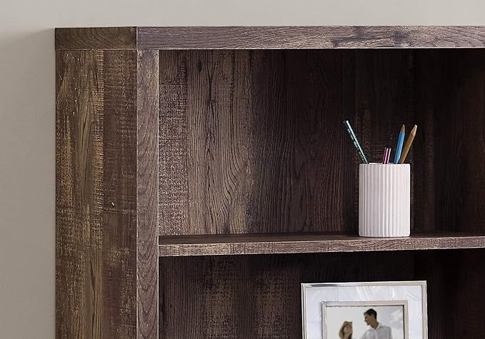 Monarch Specialties Bookcase - Sturdy Etagere with 3 Adjustable Book Shelves - 48”H (Brown) - LeafyLoom