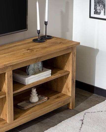Walker Edison Wren Classic 4 Cubby TV Stand for TVs up to 65 Inches, 58 Inch, Barnwood - LeafyLoom