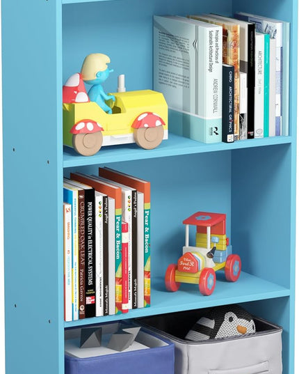 FURINNO Basic 3-Tier Bookcase Storage Shelves, Light Blue - LeafyLoom